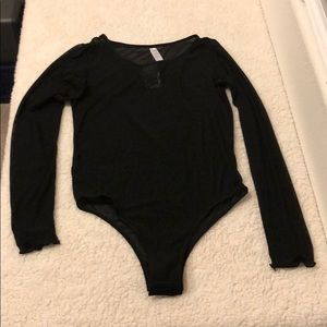 New black mesh long sleeve body suit
